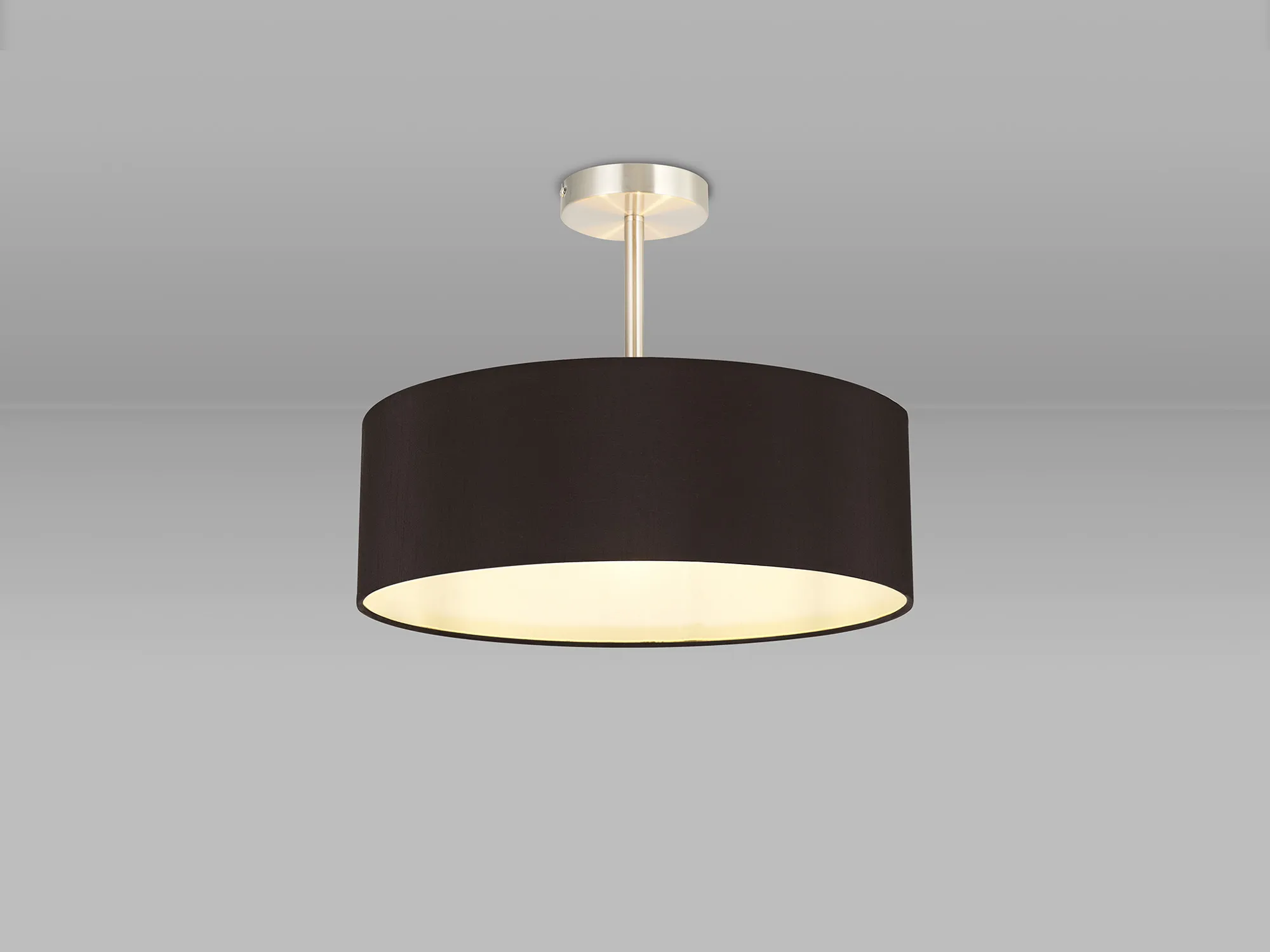 Baymont 45cm Semi Flush 5 Light Satin Nickel, Black/White DK0755  Deco Baymont SN BL